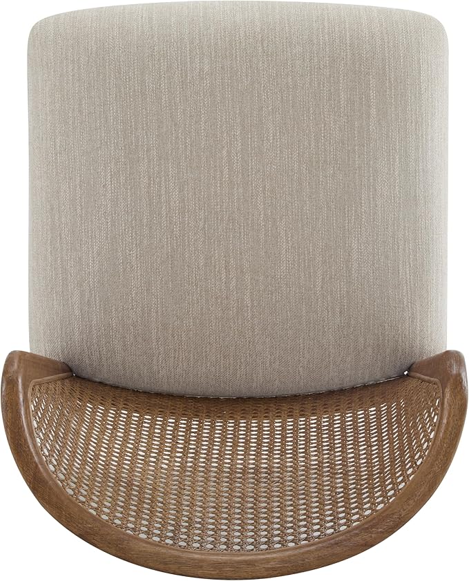 Christopher Knight Home Lilia Dining Chairs Set of 2, Modern Dining Chair with Fabric Upholstery, Rubberwood Frame Kitchen Chairs with Cane Webbing, Extra Seat for Dining Room, Beige + Walnut