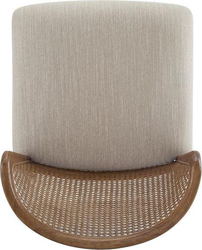 Christopher Knight Home Lilia Dining Chairs Set of 2, Modern Dining Chair with Fabric Upholstery, Rubberwood Frame Kitchen Chairs with Cane Webbing, Extra Seat for Dining Room, Beige + Walnut