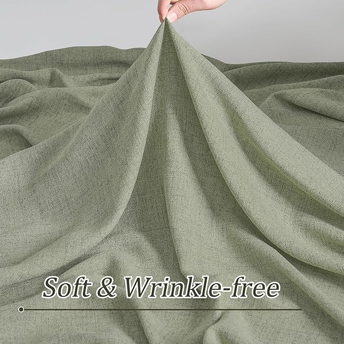 RAIN CITY 96 Inch Long Curtains Pinch Pleat, Back Tab Track System Sheer Pleated Curtains for Bedroom Village Dining Room,Country Farmhouse 96 Length 2 Panel Set,Sage Green Color 42 Inches Wide