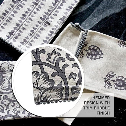 TARAN LIVING Kitchen Towels Dish Towels for Kitchen- Gray & Beige Tea Towels for Kitchen-Bar Towels for Kitchen-KitchenTowels and dishcloths-Printed Floral 18"x28" Pack of 4