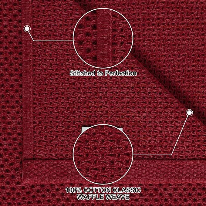 Homaxy 100% Cotton Kitchen Towels and Dishcloths Set, 12 x 12 Inches and 13 x 28 Inches, Set of 16 Bulk Kitchen Towels Set, Ultra Soft Absorbent Dish Cloths for Washing Dishes, Burgundy