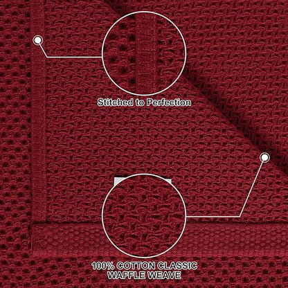 Homaxy 100% Cotton Kitchen Towels and Dishcloths Set, 12 x 12 Inches and 13 x 28 Inches, Set of 16 Bulk Kitchen Towels Set, Ultra Soft Absorbent Dish Cloths for Washing Dishes, Burgundy