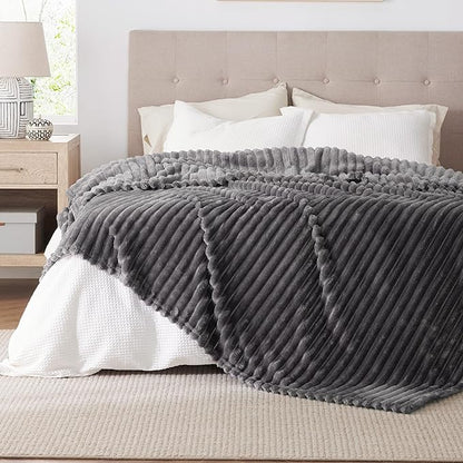 Bedsure GentleSoft Grey Fleece King Blanket for - Cozy Soft Blankets for Women, Cute Small Throws for Girls, 108x90 Inches