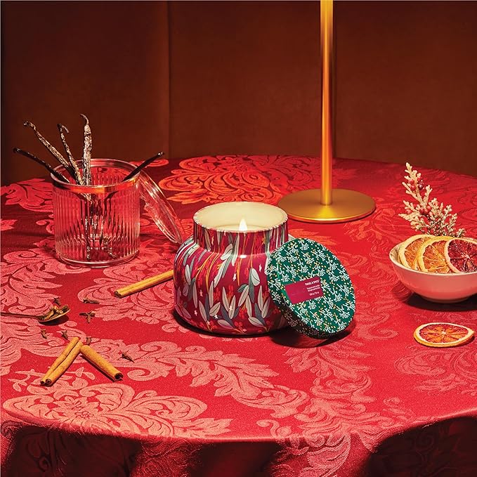 Capri Blue Pattern Play Signature Holiday Candle - Luxury Holiday Scented Candle for Home- Long Lasting Soy Wax Blend - Comes in Decorative Glass Jar (Tinsel & Spice, 19 oz)