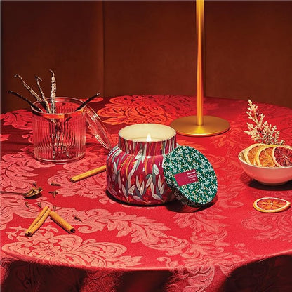 Capri Blue Pattern Play Signature Holiday Candle - Luxury Holiday Scented Candle for Home- Long Lasting Soy Wax Blend - Comes in Decorative Glass Jar (Tinsel & Spice, 19 oz)