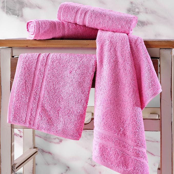 Hawmam Linen Pink Hand Towels 4 Pack Turkish Cotton Premium Quality Soft and Absorbent Small Towels for Bathroom