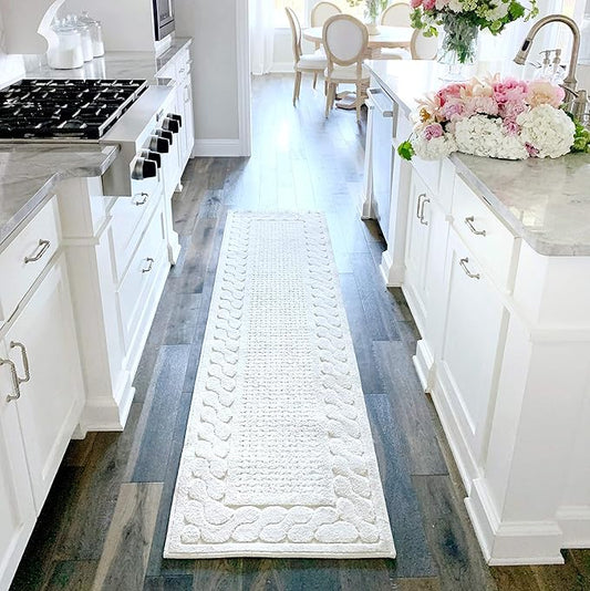 My Texas House Picket Fences Runner Rug 1.11x7.6 Indoor Outdoor, Natural