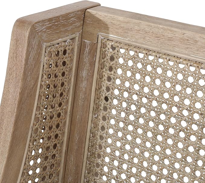 Merax 30" Fabric Upholstered Wood and Cane Barstools with Backrest,Set of 2,French Country Counter Stools Dining Chair