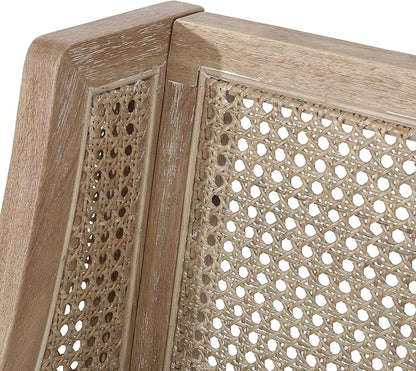 Merax 30" Fabric Upholstered Wood and Cane Barstools with Backrest,Set of 2,French Country Counter Stools Dining Chair