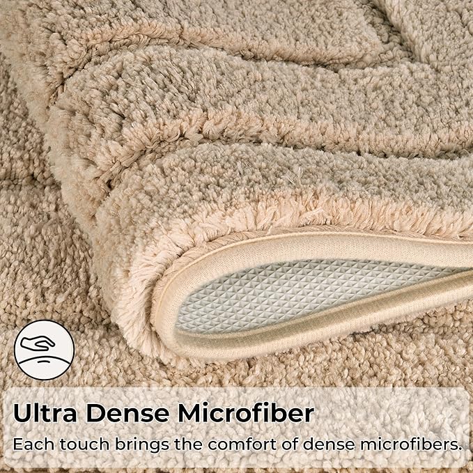GRANNY SAYS Khaki Bathroom Rugs Non Slip, 71" x 24", Small Bathroom Rugs Washable，Bath Mats for Floor, Microfiber Bath Mat for Tub, Absorbent Shower Rug