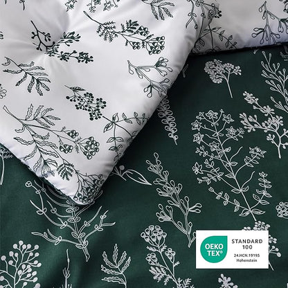 Bedsure Twin/Twin XL Comforter Set - Emerald Bed Set, 2 Pieces Cute Floral Bedding, 1 Soft Reversible Botanical Flowers Comforter and 1 Pillow Sham