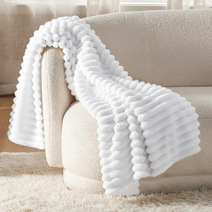 Bedsure GentleSoft White Fleece Blanket for - Cozy Soft Blankets for Women, Cute Small Throws for Girls, 50x70 Inches