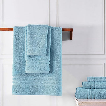 Hawmam Linen Light Blue 6 Piece Bath Towels Set for Bathroom Original Turkish Cotton Soft Absorbent and Premium Bath Towels Hand Towels