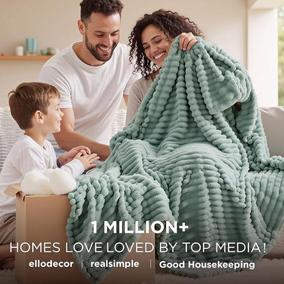 Bedsure GentleSoft Blankets Queen Size for Bed - Cozy Soft Blankets for Women, Cute Large Fleece Throws for Girls, Sage Green, 90x90 Inches