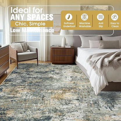 9x12 Area Rugs for Living Room Rug Washable: Abstract Large Rug for Dining Room Bedroom Carpet Non Slip 9 by 12 Indoor Modern Nursery Home Office Multi