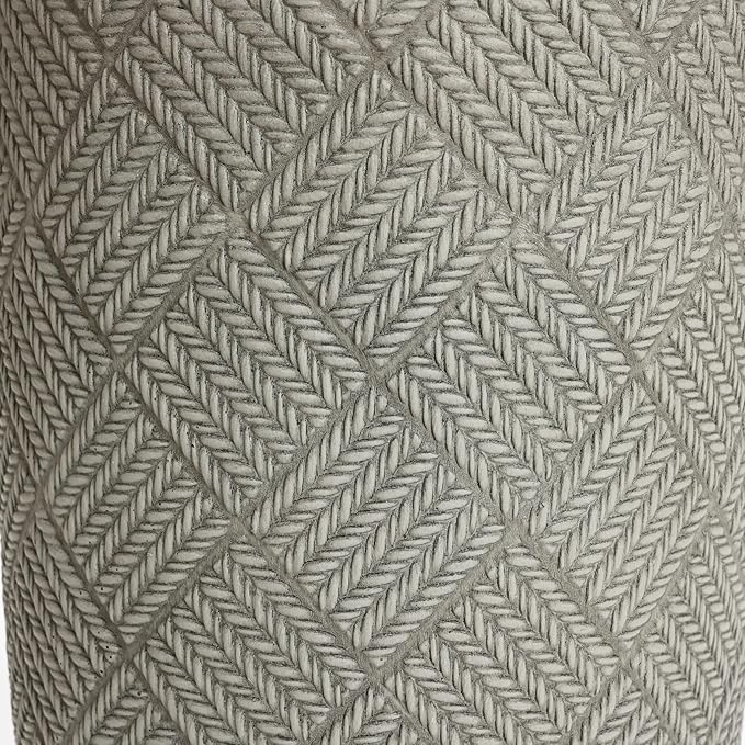 LuxenHome 22" H Concrete Tall Planters, Large Outdoor Indoor Decorative Plant Pots with Drainage Holes and Rubber Plug, Modern Gray Glen Pattern Round Flower Pot Planters for Home Garden Patio Porch