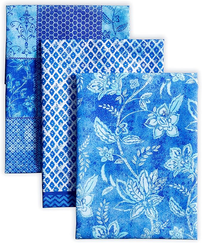 Maison d'Hermine Dish Towels 100% Cotton Absorbent Indigo Love Set of 3 Spring Summer