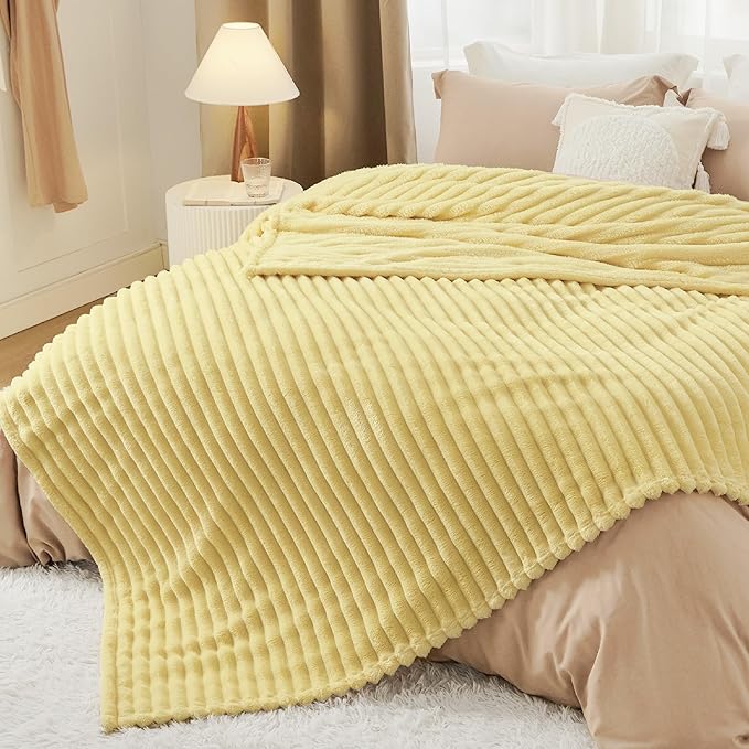 Bedsure Yellow Queen Blanket for - GentleSoft Cozy Soft Blankets for Women, Cute Small Fleece Throws for Girls, Birthday Gifts for Women, Mothers Day Decor Gifts for Mom, 90x90 Inches