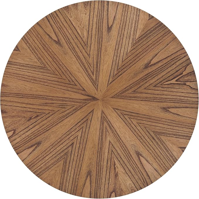 Martin Svensson Home Round Wood Retro Mid-Century Modern Round Wood Coffee Table with Lower Shelf, Cocktail Table for Living Room or Den. Nutmeg Brown.