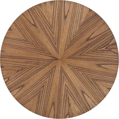 Martin Svensson Home Round Wood Retro Mid-Century Modern Round Wood Coffee Table with Lower Shelf, Cocktail Table for Living Room or Den. Nutmeg Brown.