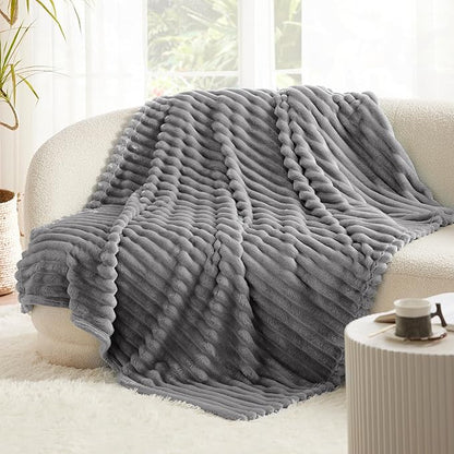 Bedsure GentleSoft Frost Gray Fleece Blanket for - Cozy Soft Blankets for Women, Cute Small Throws for Girls, 50x60 Inches