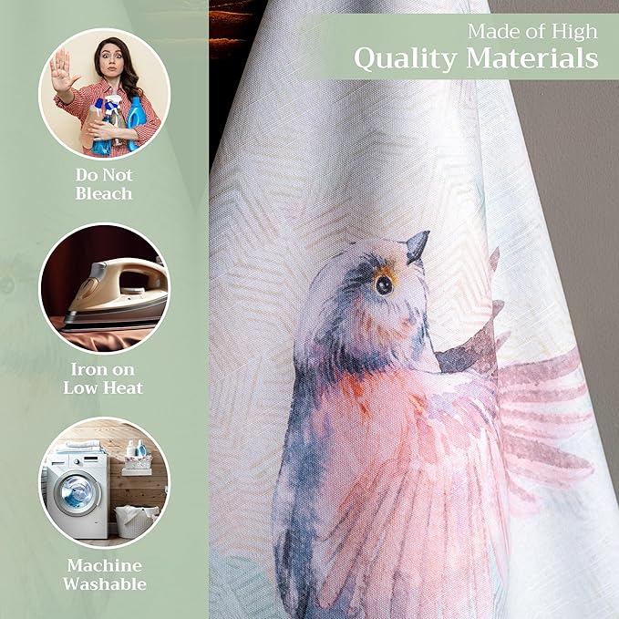 Maison d'Hermine Dish Towels 100% Cotton Absorbent Kitchen Towels Flying Birds Spring Summer Set of 3