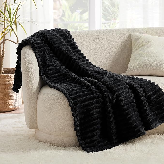 Bedsure GentleSoft Black Fleece Blanket for - Cozy Soft Blankets for Women, Cute Small Throws for Girls, 50x70 Inches