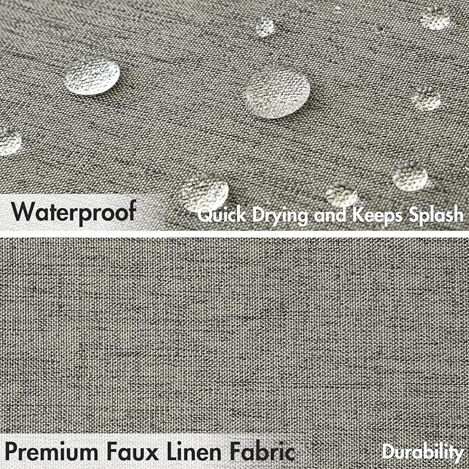 MIULEE 84" Long Scalloped Shower Curtain Linen Textured with 12 Metal Hooks Cute Extra Long Heavy Duty Washable Waterproof Cloth Shower Curtains with Black Border for Bathroom Hotel Bathtub,Grey