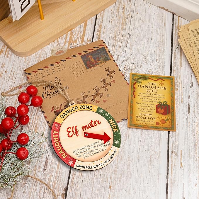 Funny Christmas Ornaments – Naughty or Nice Elf Meter Ornament 2025 – Christmas Ornament 2025 – White Elephant Gifts - Xmas Tree Funny Decoration Decoration