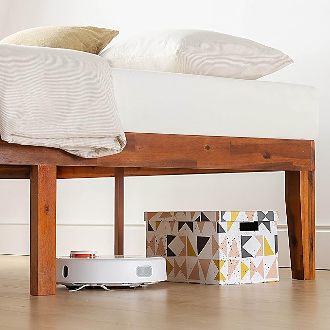 Mellow Naturalista Classic 16 Inch Solid Wood Platform Bed with Wooden Slats, Cherry, Twin