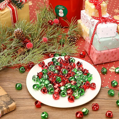 Augshy 200 Pieces Jingle Bells 2/5 Inch Craft Bell Bulk for Christmas Home and Pet Decorations Xmas Decor Party Favors Supplies (Red and Green)