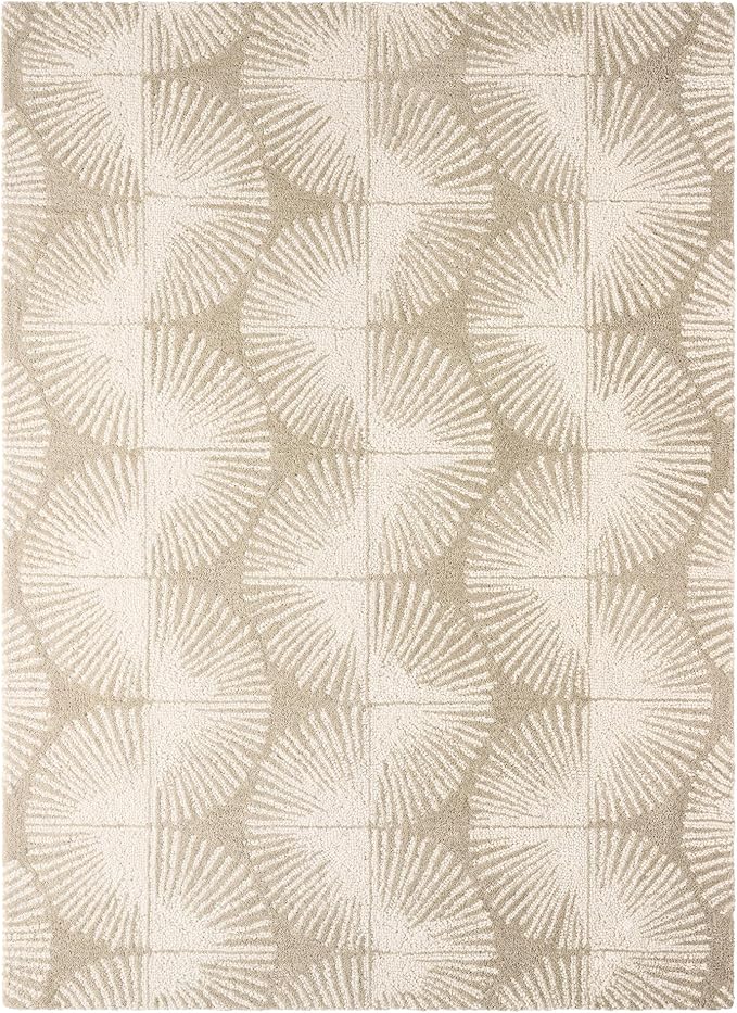 Nicole Miller New York Kendall Fluted Geo Handcrafted Area Rug, 100% Wool Rug, Taupe, 6'x9'