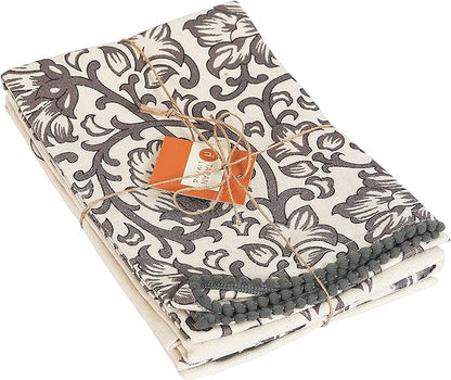 TARAN LIVING Kitchen Towels Dish Towels for Kitchen- Gray & Beige Tea Towels for Kitchen-Bar Towels for Kitchen-KitchenTowels and dishcloths-Printed Floral 18"x28" Pack of 4