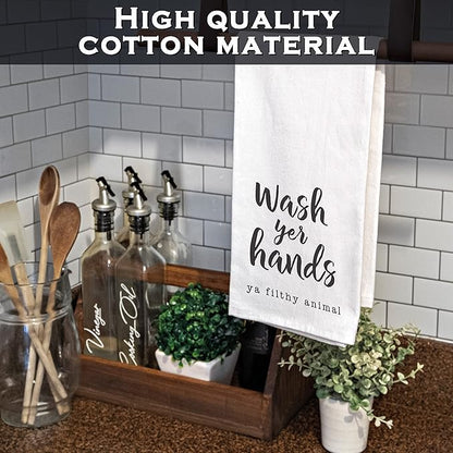 Wash Your Hands Funny Dish Towel Gift Kitchen Tea Towel Saying 18x24, Filthy Animal