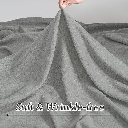 2 Panels Set Extra Long 140 Inch Curtains - Pinch Pleated with hooks Textured Linen Blend Semi Sheer Light Filtering Drapes for Large Windows Living Room Dining Office, Grey, 42" Wide by 140" Long