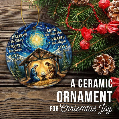 ZAGKOO Nativity Scene Christmas Ornaments - Christian Ornaments for Christmas Tree - Catholic Religious Gifts for Women Men, Nativity Decorations Festive Faith Ideas - Ceramic Xmas Ornaments 2025
