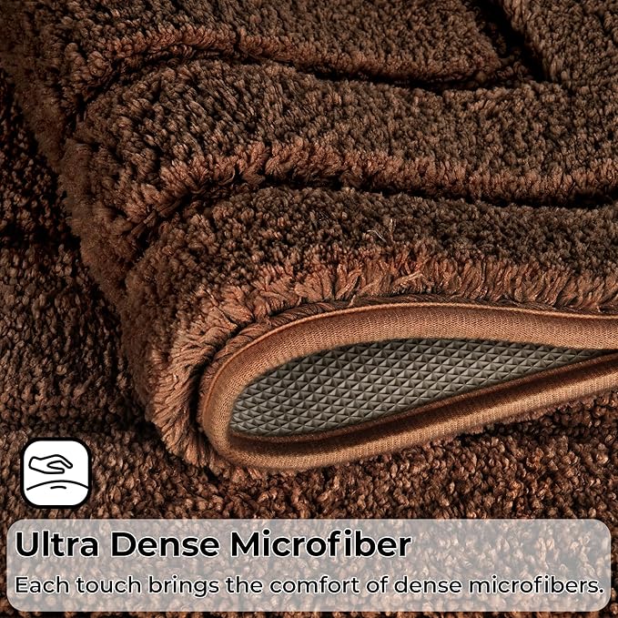 GRANNY SAYS Bathroom Toilet Rugs U Shaped, Bath Mats for Bathroom, Bath Rugs Non Slip Washable, Absorbent Microfiber Toilet Mat, Soft Plush Shaggy, 20" x 24", Brown