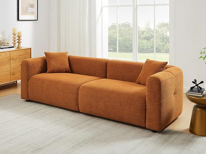 VANOMi 95" Cloud Couch, Comfy Deep Seat Boucle Cloud Sofa, Upholstered 3-Seater Oversized Loveseat Sofa with 2 Pillows, Modern Sofa for Living Room, Bedroom, Office, Apartment (Curry)