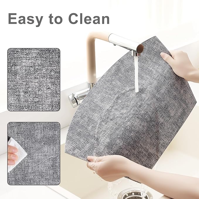 Homaxy Round Table Placemats Set of 6, Washable Wedge Shaped Faux Leather Table Mats, Wipeable Kitchen Dinner Place Mats for Indoor Outdoor, Black & White