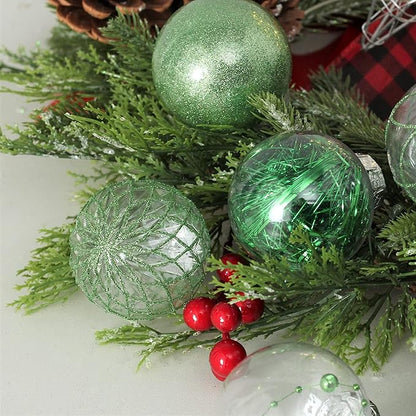 Clear Christmas Ball Ornaments, 30ct Shatterproof Xmas Ball Decorations 2.36 Inch Green Christmas Decorations for Xmas Tree Hanging Decorative Pet Baubles Set for Christmas Party