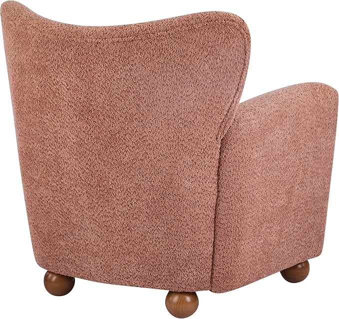 Christopher Knight Home Lindy Wingback Accent Chair, Upholstered Armchair with Rounded Wooden Legs, Curved Backrest Single Sofa, Soft Cushion Seating, Comfy Lounge Chair for Living Room, Dusty Coral