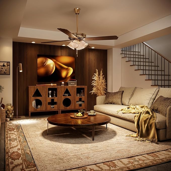 WERMO 37'' Showcase Display Cabinet with Geometric Cut-Out Doors - Modern Curio Cabinet for Dining Room, Living Room, Entryway. Trophy Case, Collectible Display Case Wood with Door & Storage Consoles (Walnut)