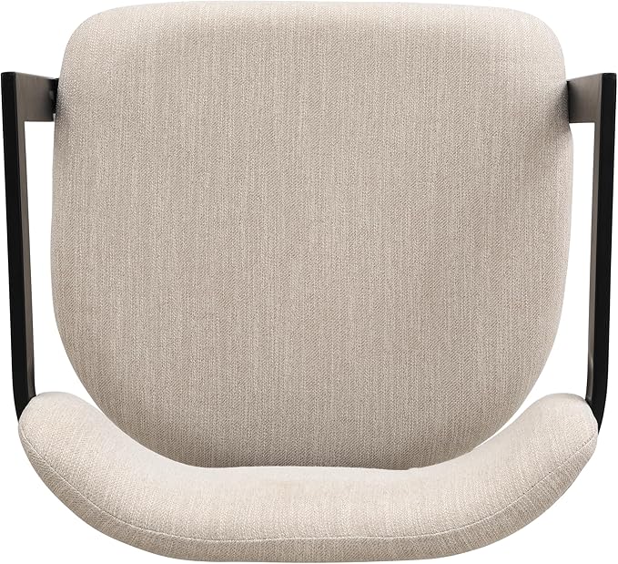 Christopher Knight Home Auber Modern Upholstered Dining Chair Set of 2, Fabric Upholstery Dining Set with Metal Frame, Comfy Side Chair for Living Room, Beige+Black
