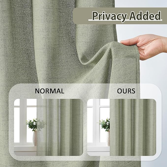 RAIN CITY Sage Green Sheer Curtains Pinch Pleated,Back Tab with Hooks,Farmhouse Windwo Drapes for Living Room Bedroom,42 Inch Wide x 84 Inch Long