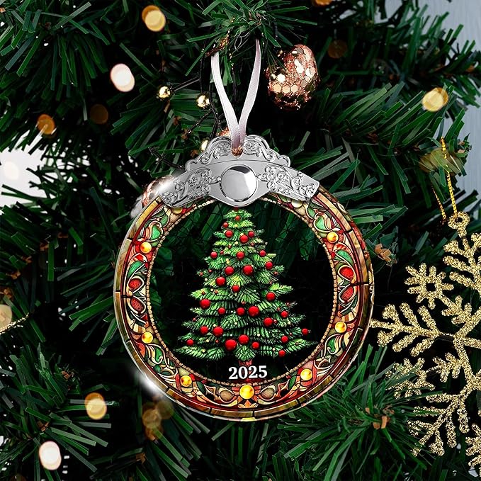 Christmas Tree Ornaments - 2025 Glass Fairy Ornament, Unique Stained Glass Style Crystal Ornaments for Christmas Tree, Vintage Christmas Decor, 2025 Ornament, Fairy Gifts for Women