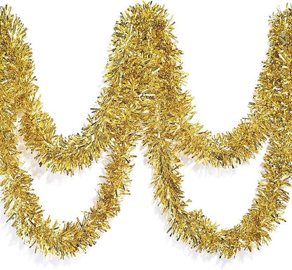 TCDesignerProducts Gold Metallic Twist Garland - 4" x 25' roll, Parade Float Decorations for Trailer Or Golf Cart, Metallic Tinsel Garland, Christmas Garland Décor for Home and Party