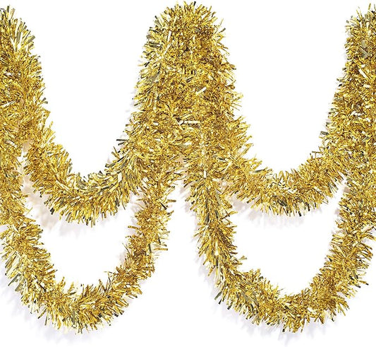 TCDesignerProducts Gold Metallic Twist Garland - 4" x 25' roll, Parade Float Decorations for Trailer Or Golf Cart, Metallic Tinsel Garland, Christmas Garland Décor for Home and Party
