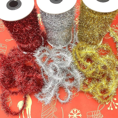 50 Yards Gold Metallic Tinsel Christmas Garland Tinsel Bibbon for Christmas Tree,Wedding Birthday Party Decorations Supplies