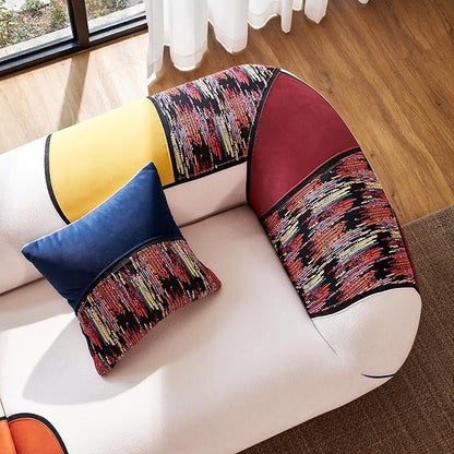 YINIX 102" Oversized Modern Curved Sofa, Minimalist 4-Seat Chenille Couch for Living Room Apartment, Boneless Sectional Floor Lounge Couches with Bohemian Style Pillows, No Assembly