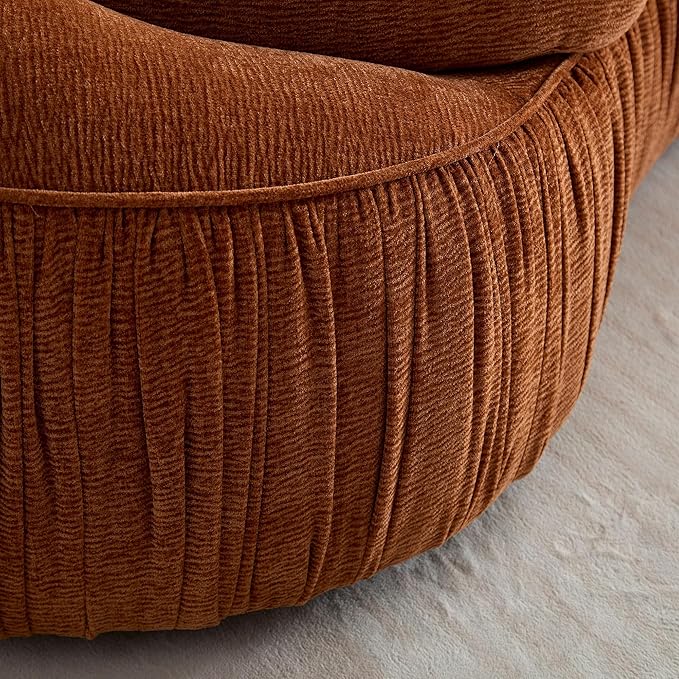 KEIKI 92" Oversized Curved Shaped Upholstered Modular Sectional Sofa, Modern 4-Seater Couch with Seat Cushions and Ergonomic Backrest, No Assembly Required, for Apartment, Living Room, Orange